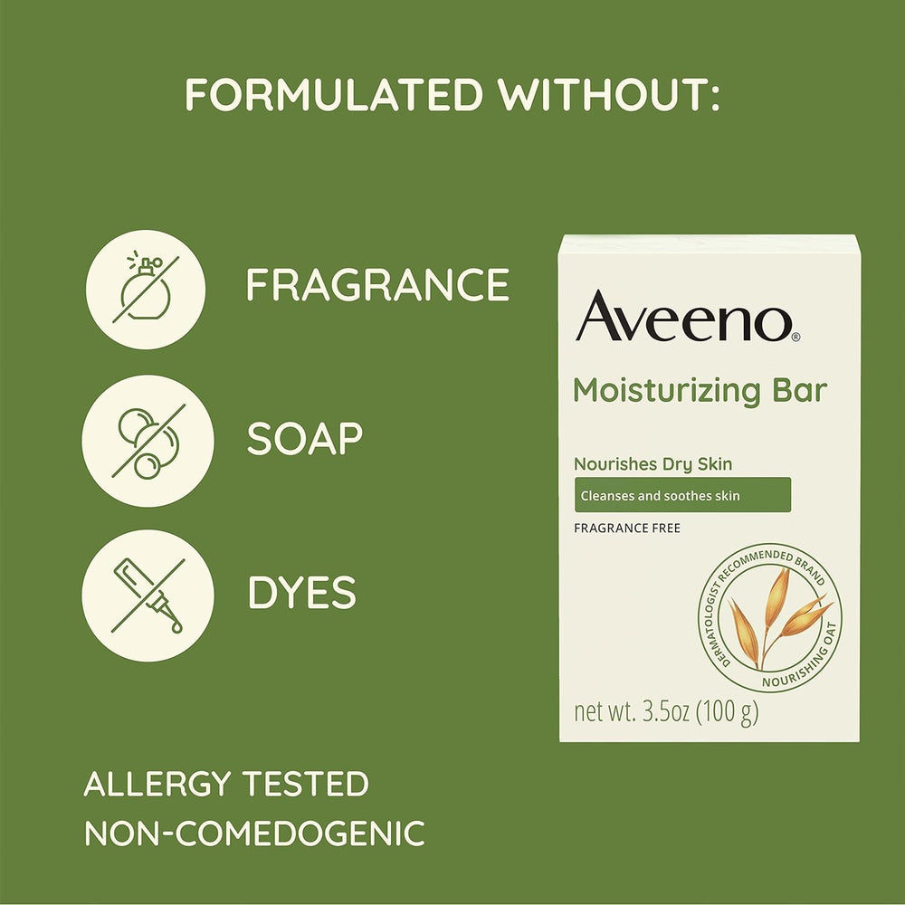 Aveeno Barre à l’avoine colloïdale, douceur et hydratation pour la peau.