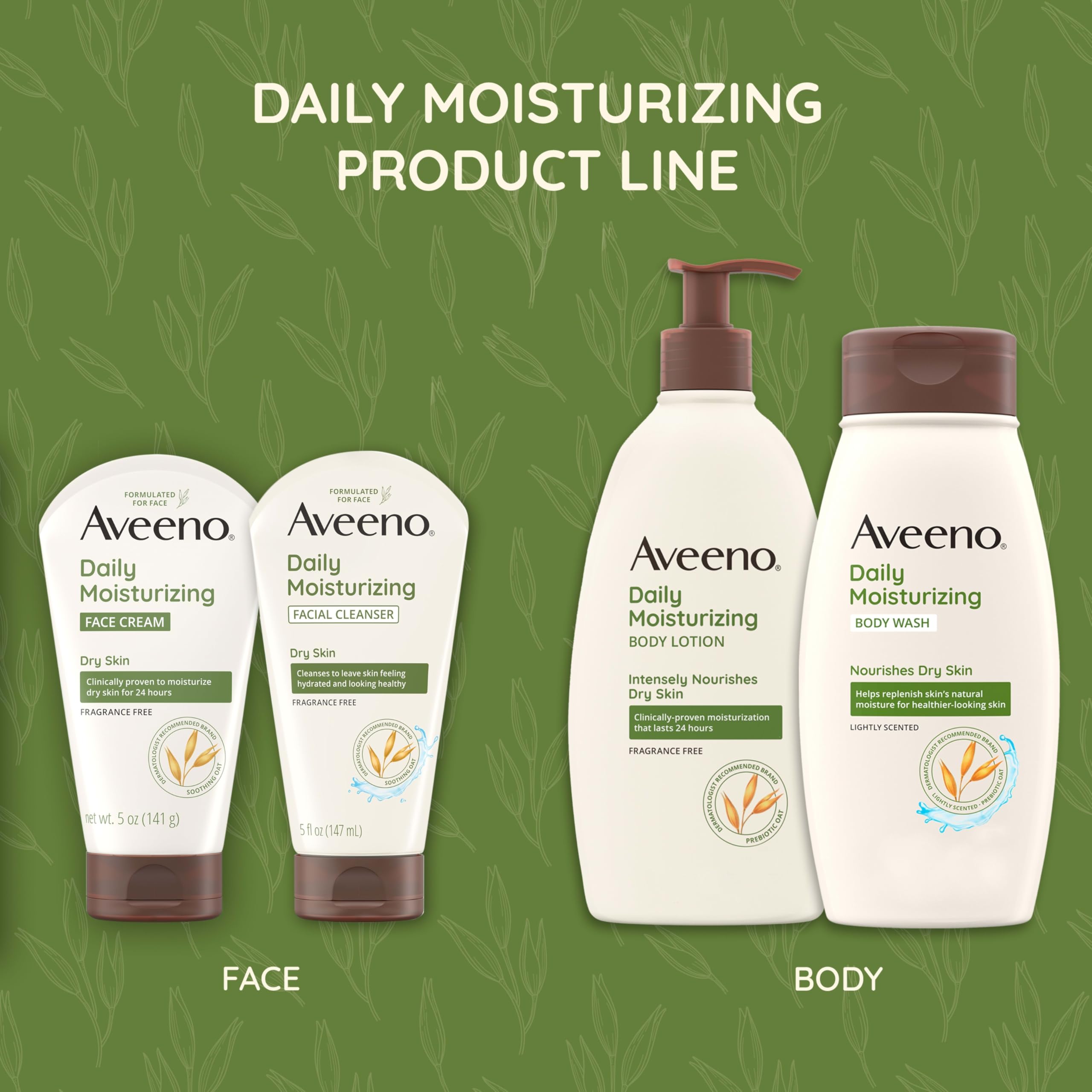Aveeno barre nettoyante visage hydratation legere, peau souple et lisse