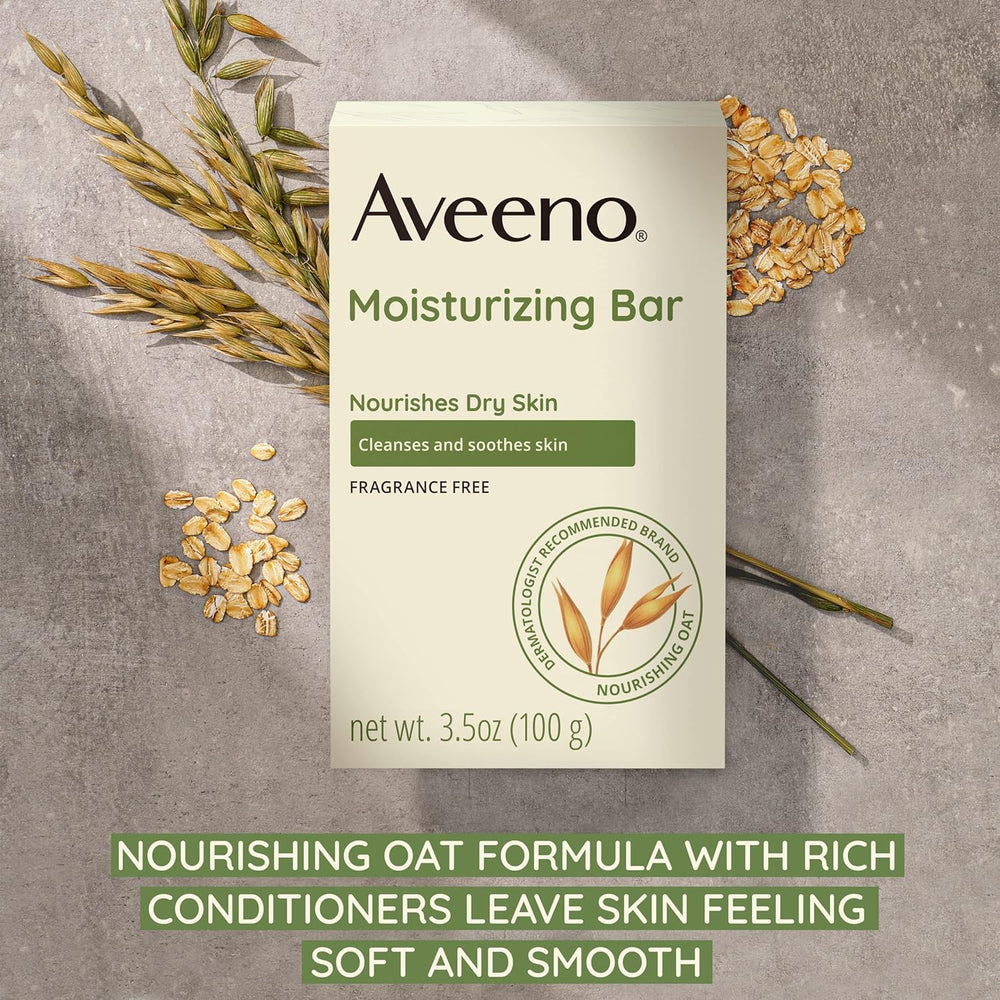 Aveeno Barre sans parfum ni colorant, formule adaptée aux peaux sensibles.