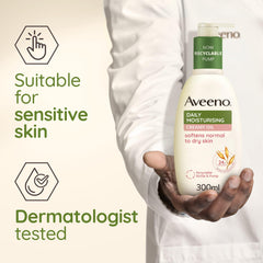 Aveeno 300ml, format pratique pour l'hydratation quotidienne.