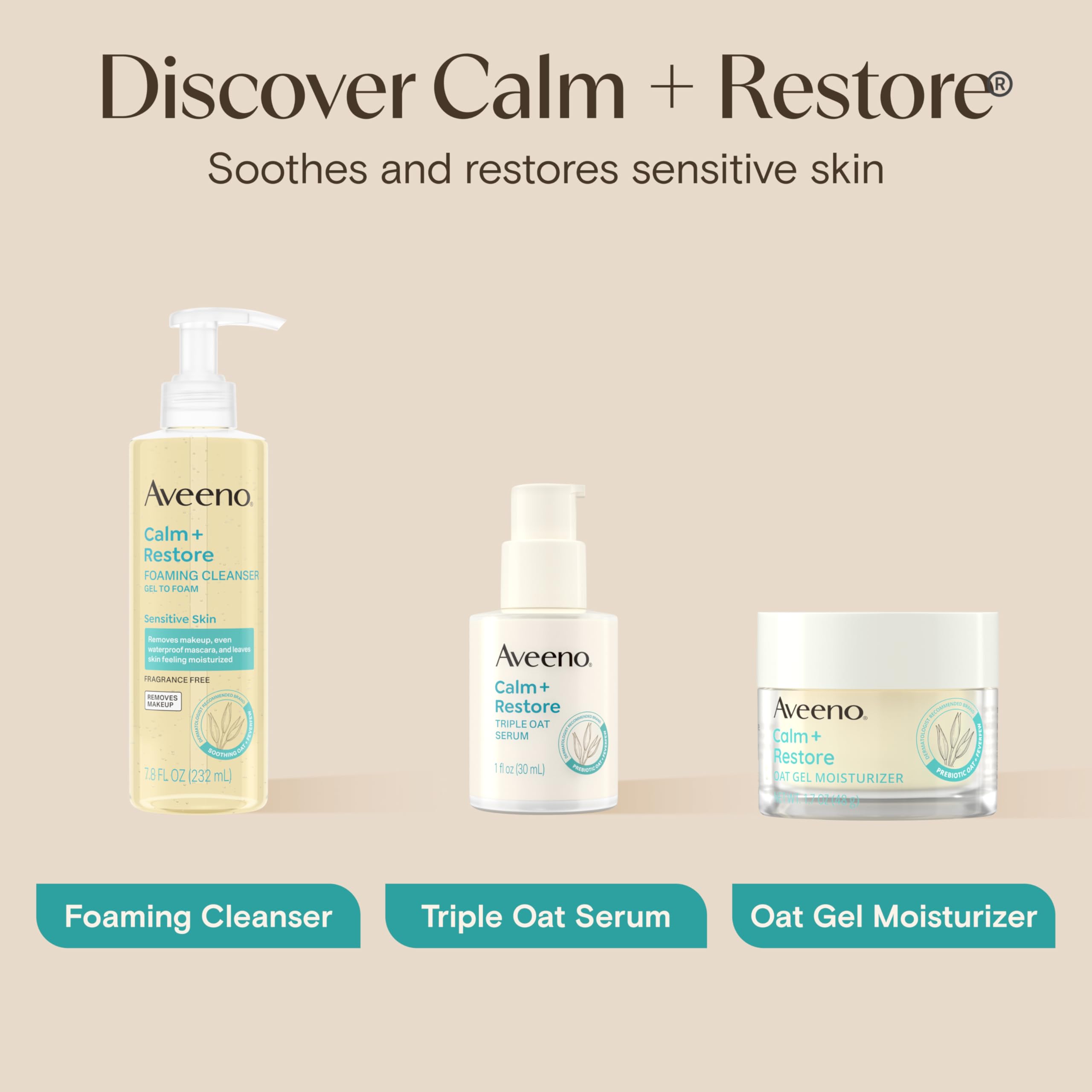 Aveeno Calm et Restore non comédogène: soin qui n'obstrue pas les pores.