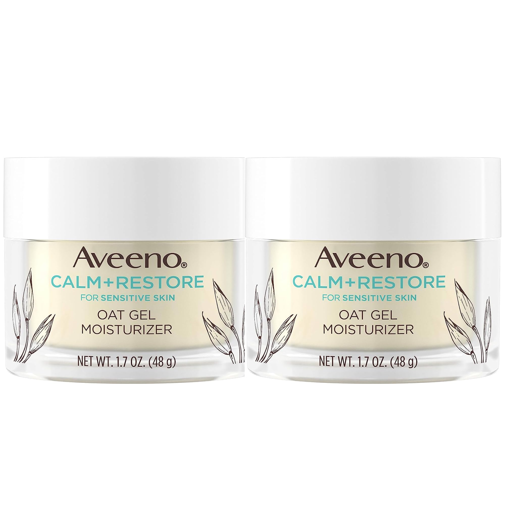 Aveeno Calme et Restaure flacon gel visage, hydratation légère pour peaux sensibles.