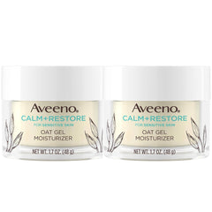 Aveeno Calme et Restaure flacon gel visage, hydratation légère pour peaux sensibles.