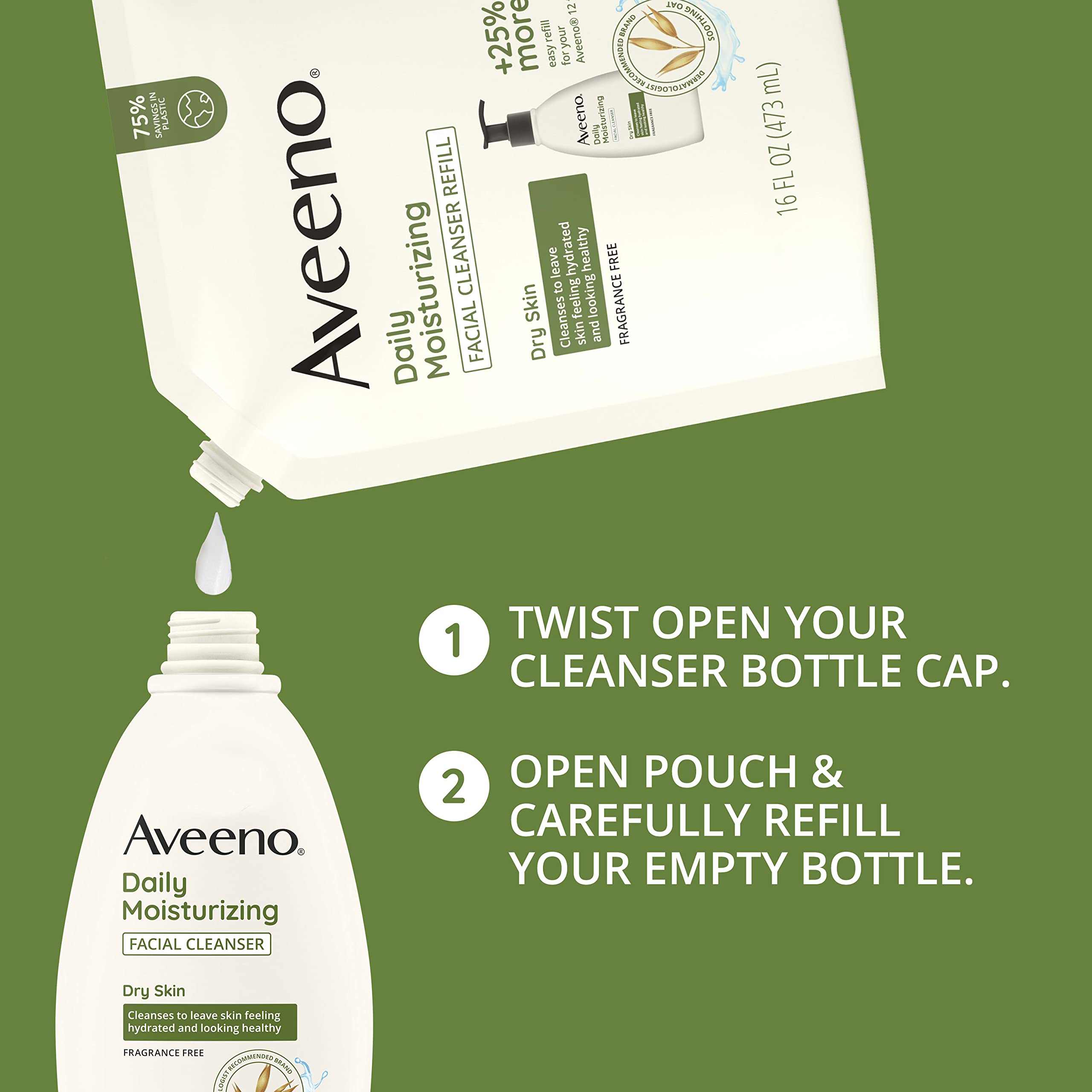 Aveeno recharge plastique recyclé 30%: emballage plus écoresponsable.