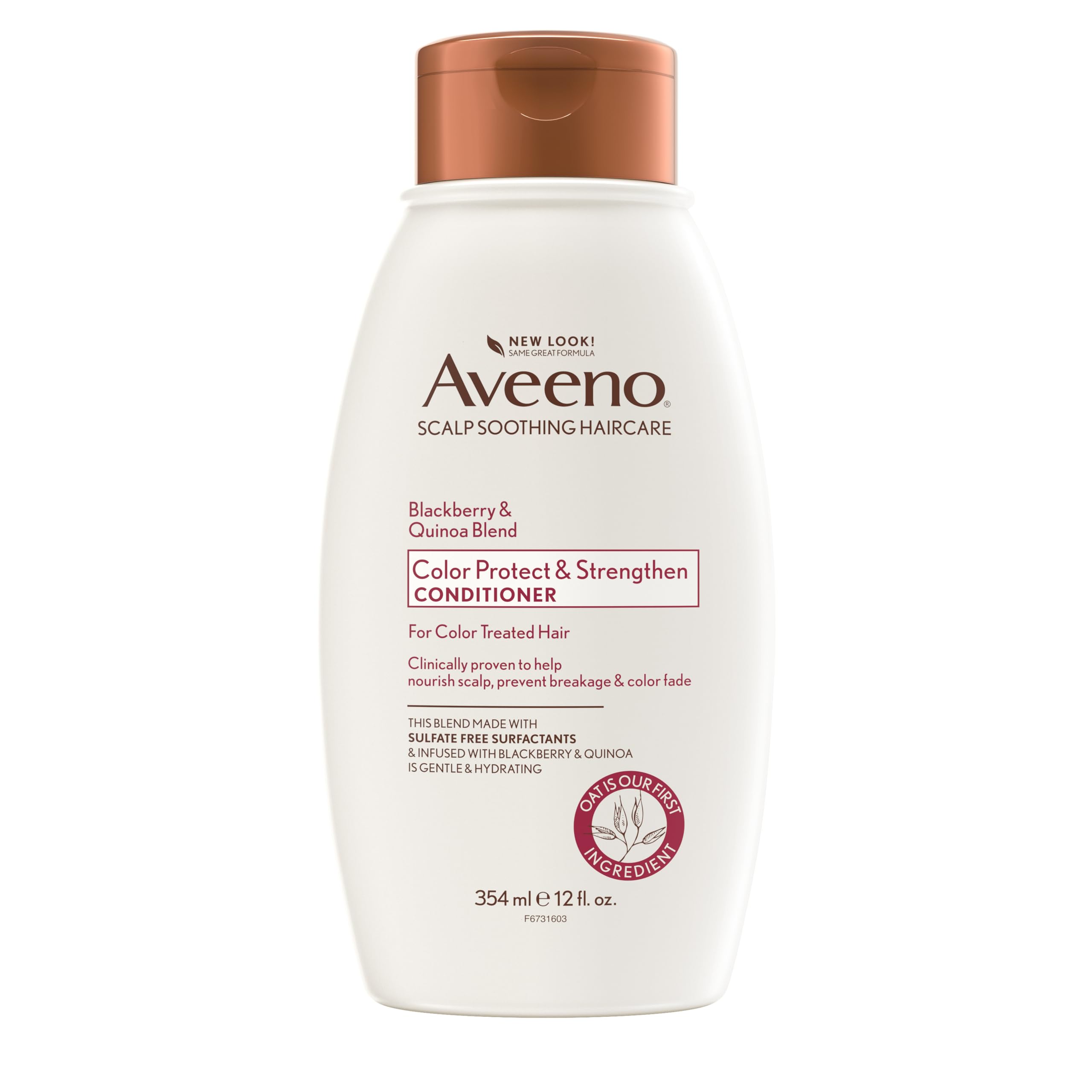 Aveeno Conditionneur – bouteille blackberry-quinoa, protège les cheveux colorés et apaise le cuir chevelu.