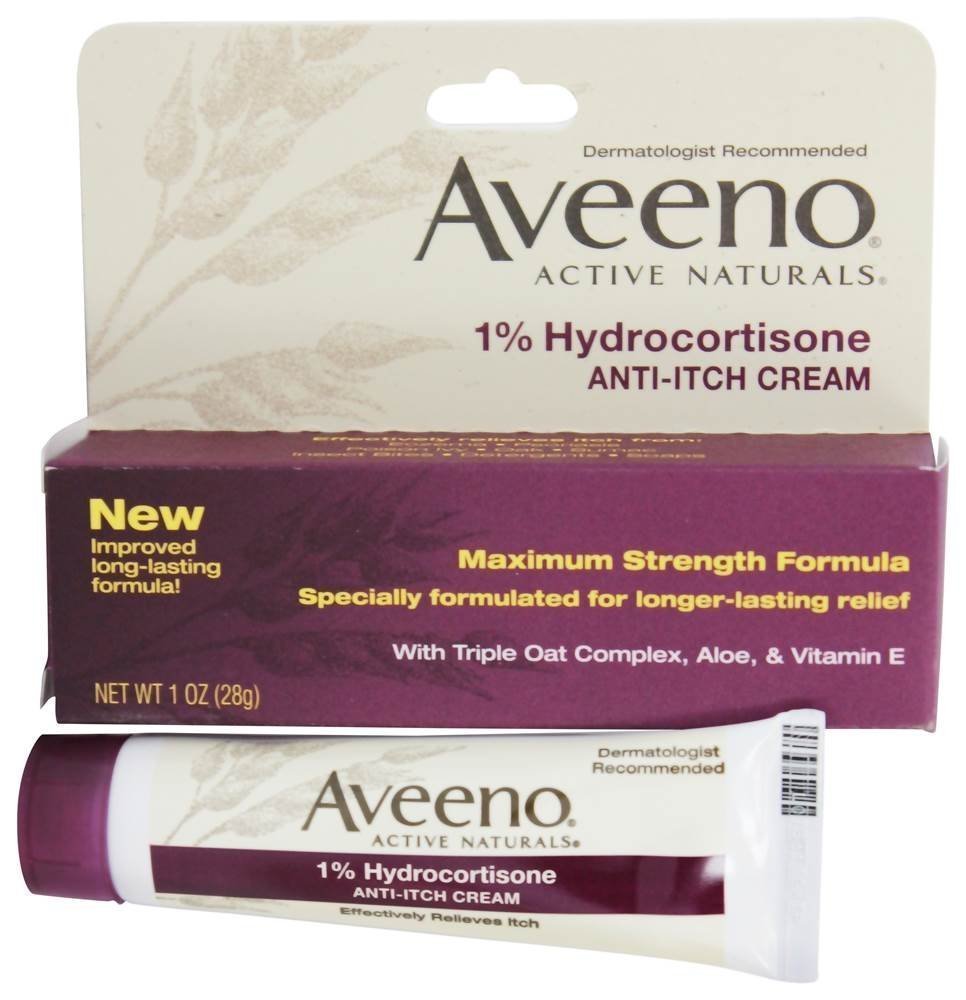 Aveeno crème anti-démangeaisons hydrocortisone 1% prête à apaiser temporairement les démangeaisons cutanées.