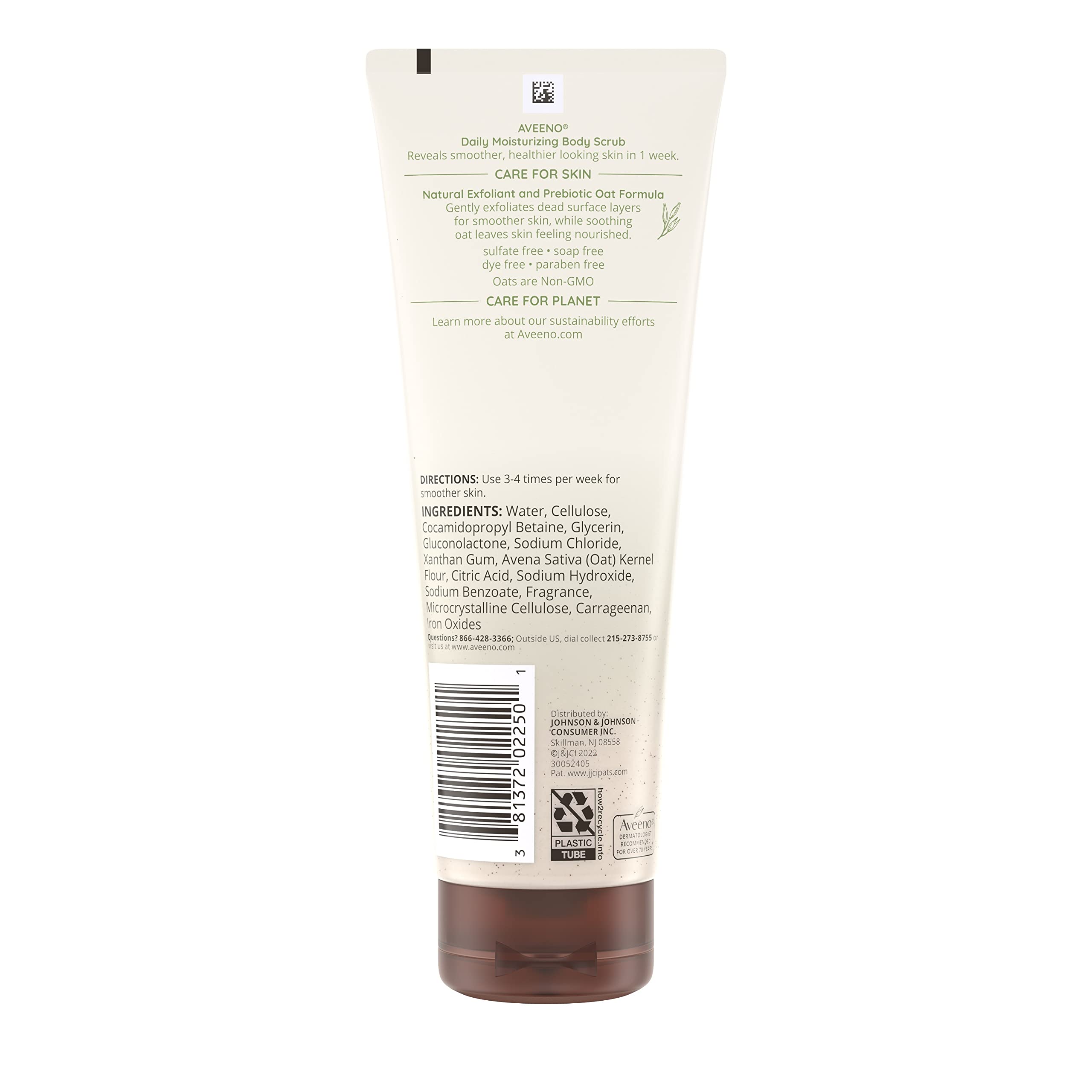 Aveeno gommage corporel quotidien sans colorants, utilisation agréable