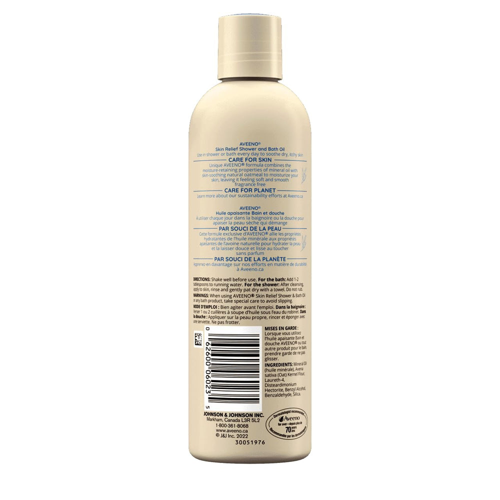 Aveeno Huile Douche et Bain Soulagement Peau, emballage de 3 bouteilles 10 onces, pratique pour la famille.