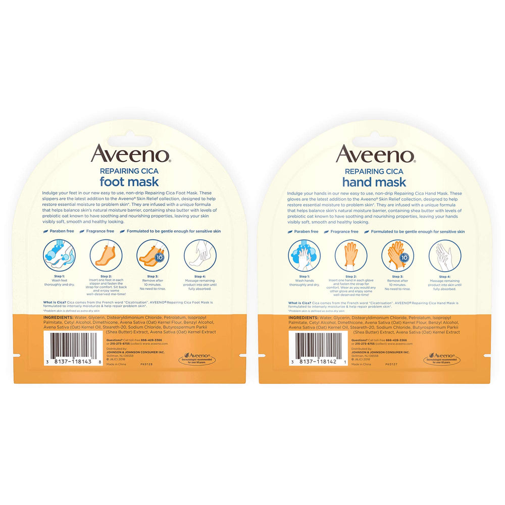 Aveeno masque-mains-cica, avant-après, mains plus douces et réparées
