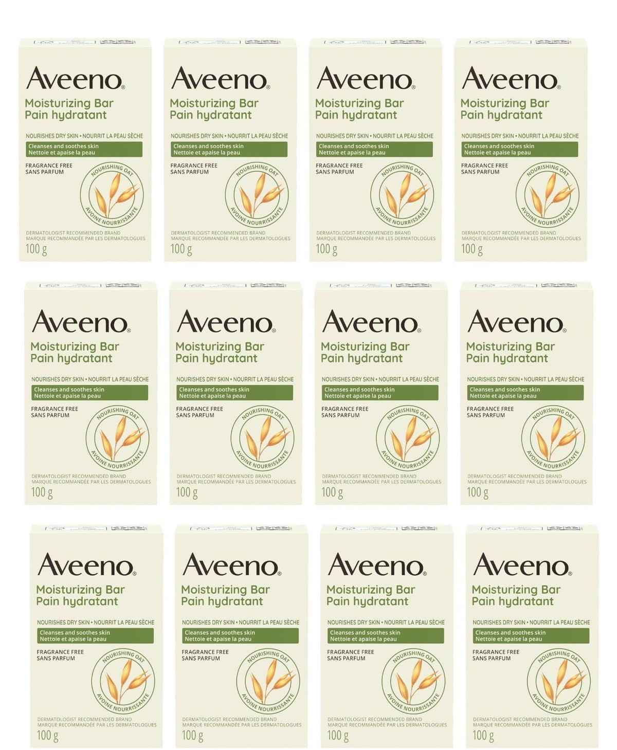 AVEENO Naturals Barre hydratante avec emballage variable et pratique.