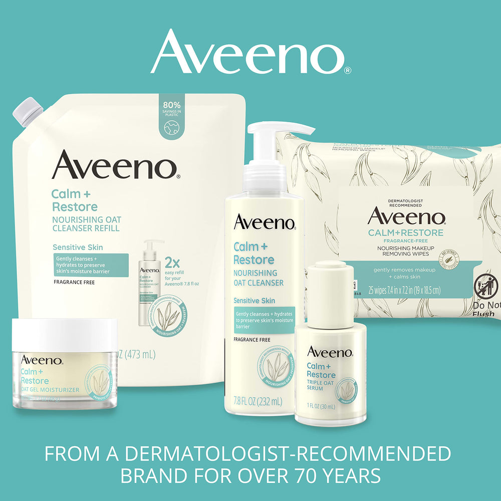 Nettoyage doux Aveeno respectant la barrière cutanée du visage.