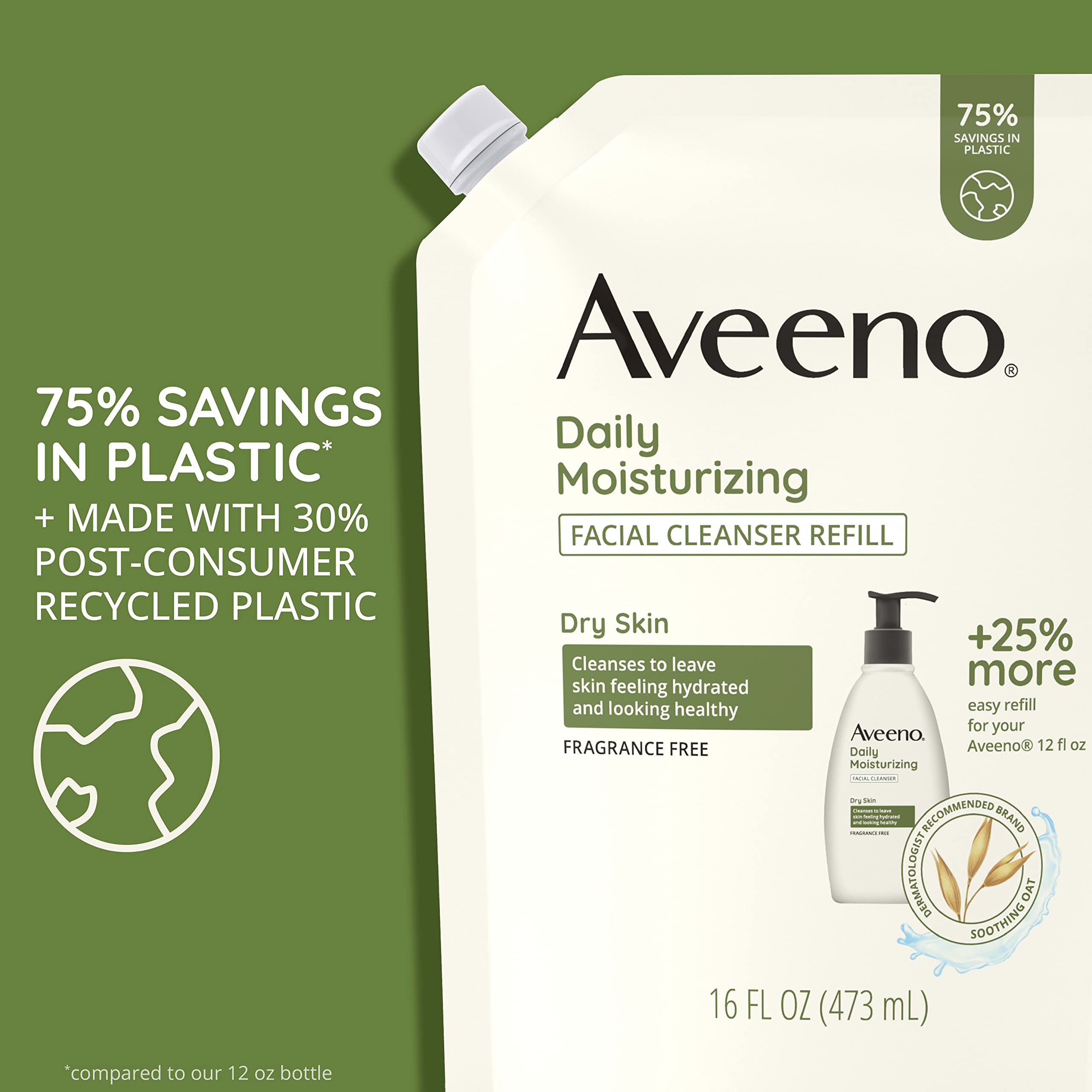Aveeno nettoyant visage sans sulfates recharge 16oz: nettoyage en douceur.
