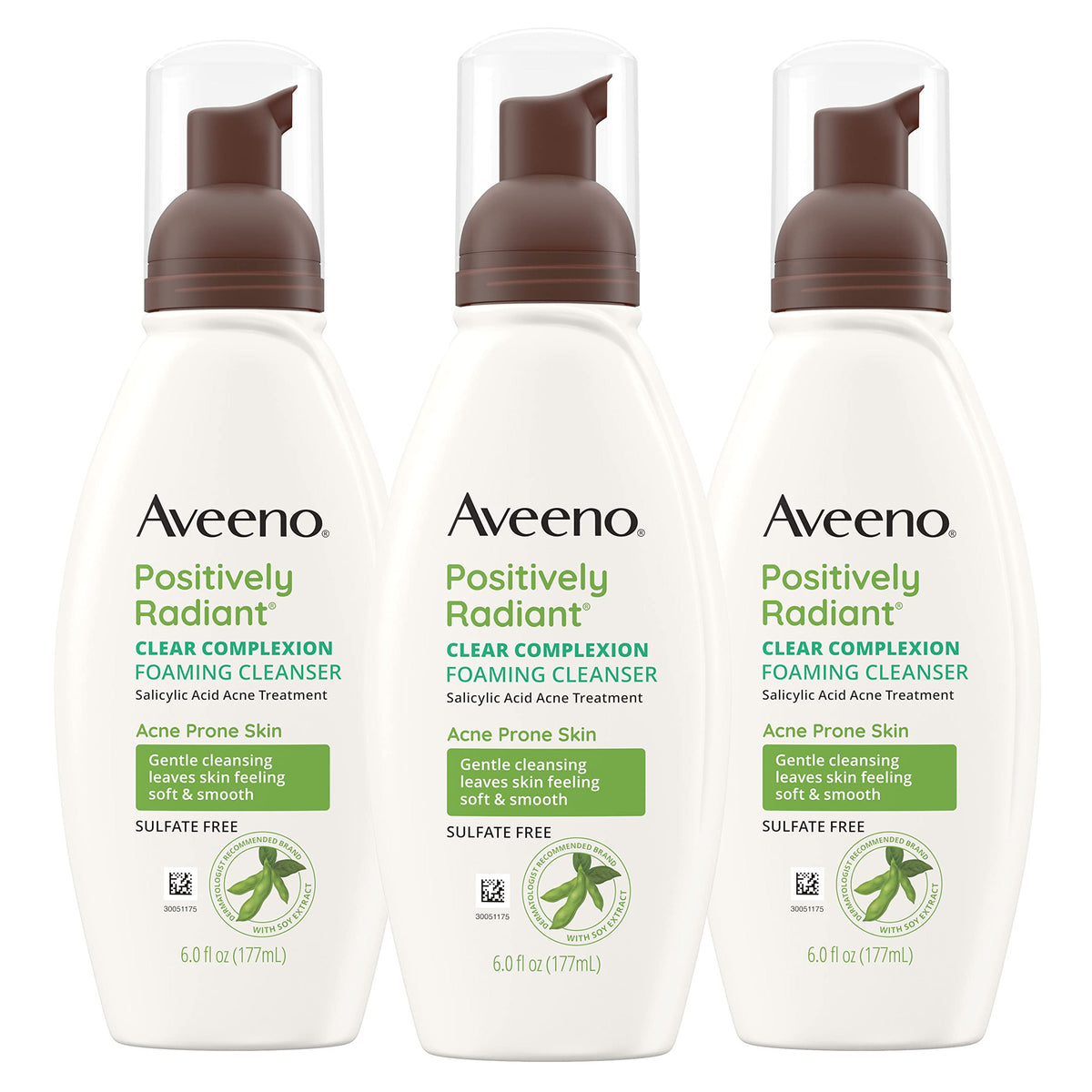 Aveeno pack de 3 bouteilles 177 ml pour peaux sujettes aux imperfections.