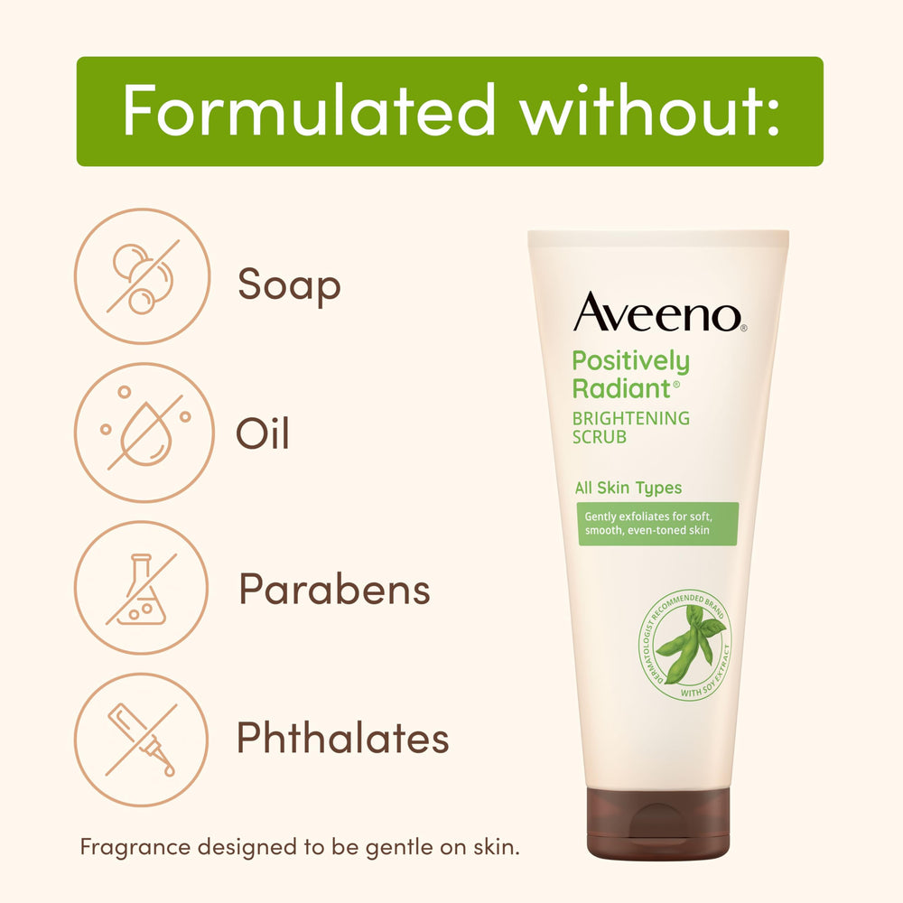 Application visage Aveeno Positively Radiant pour un soin quotidien ciblé.