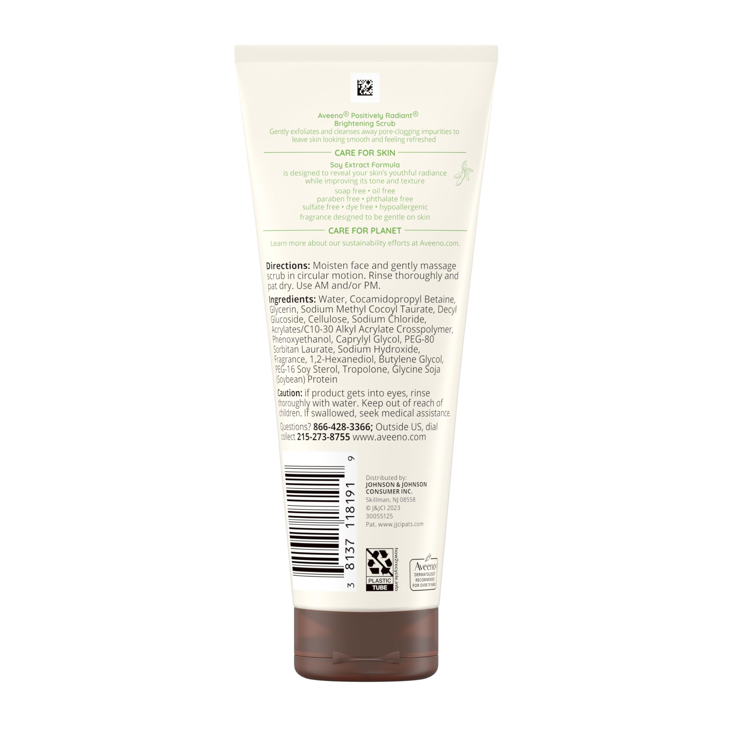Sans huile et sans savon, Aveeno Positively Radiant nettoyant doux.