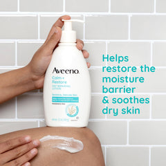 Aveeno Calm Restore: texture non grasse et absorbante sur peau sensible.