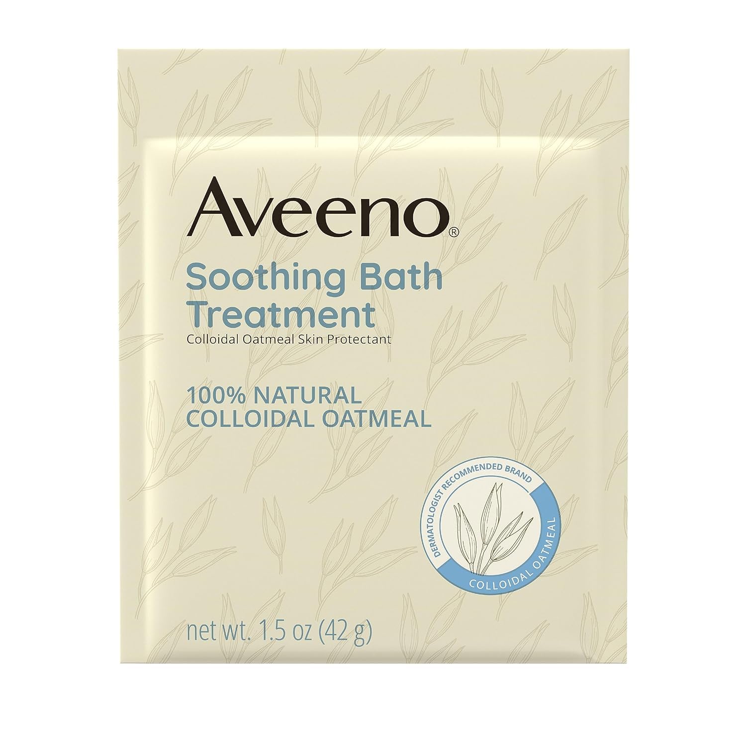Sachets Aveeno sans parfum, faciles à dissoudre pour un bain rapide.