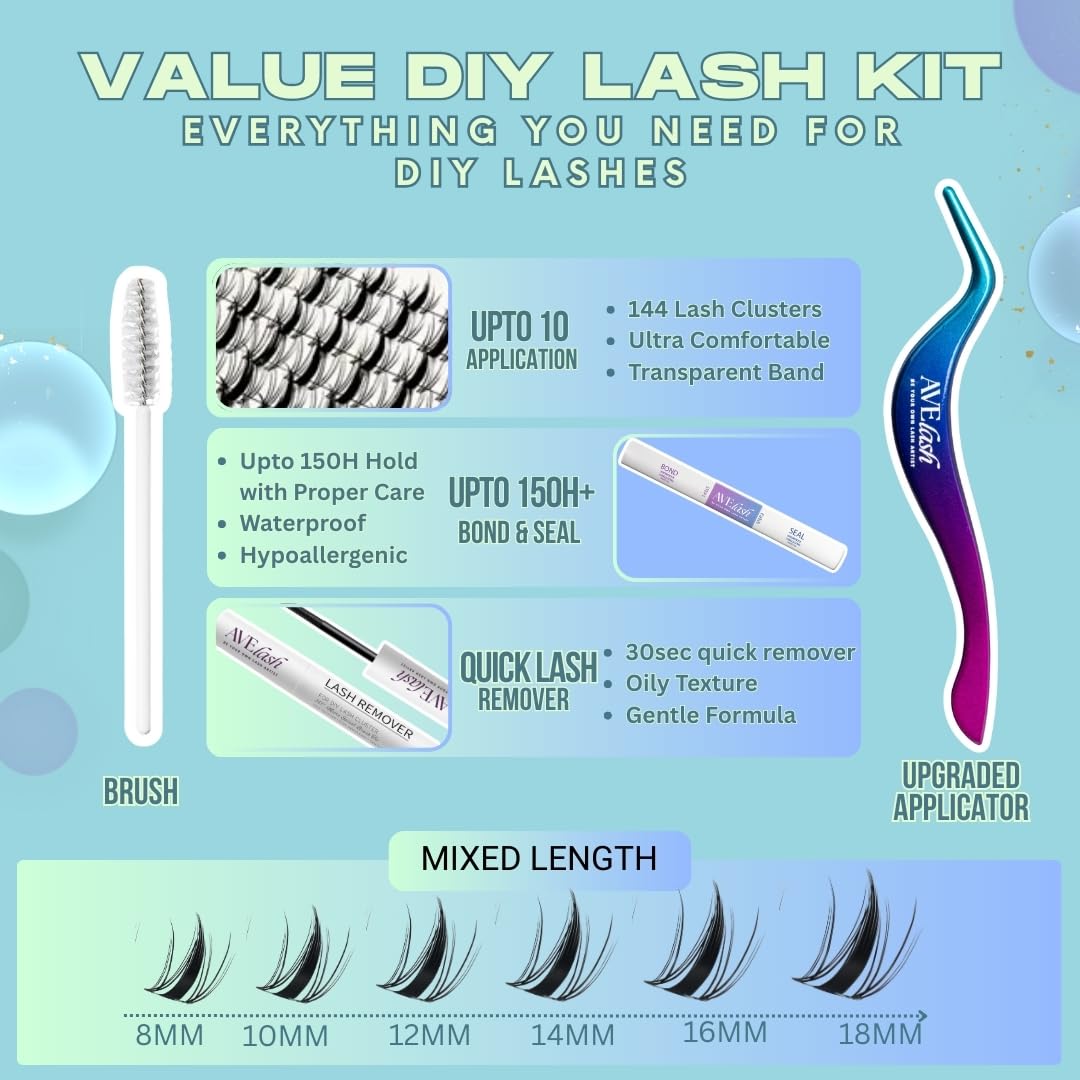 AVELASH Fairy Manga Lash Clusters, fibres PBT allemandes, maintien de la courbe durable.