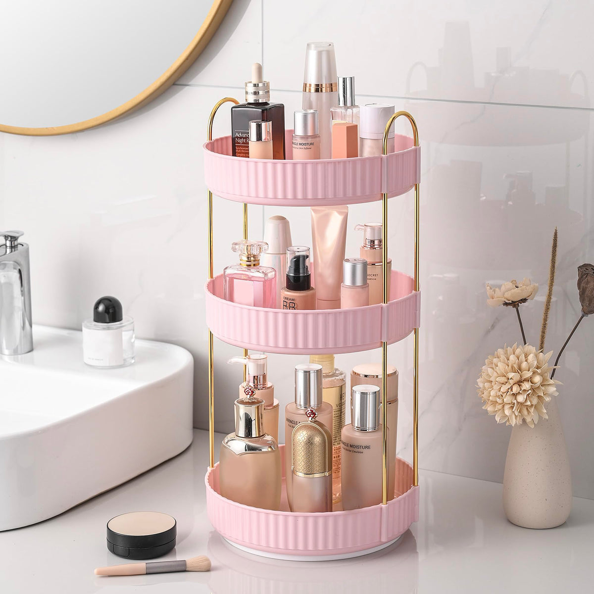 Aveniee Organisateur Maquillage 360°: rotation fluide pour un accès rapide