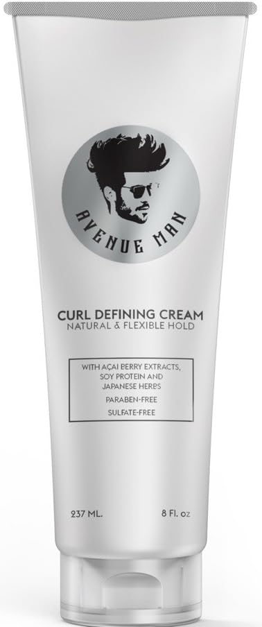 Crème Définissant Boucles Avenue Man, bouteille élégante prête à l’emploi.