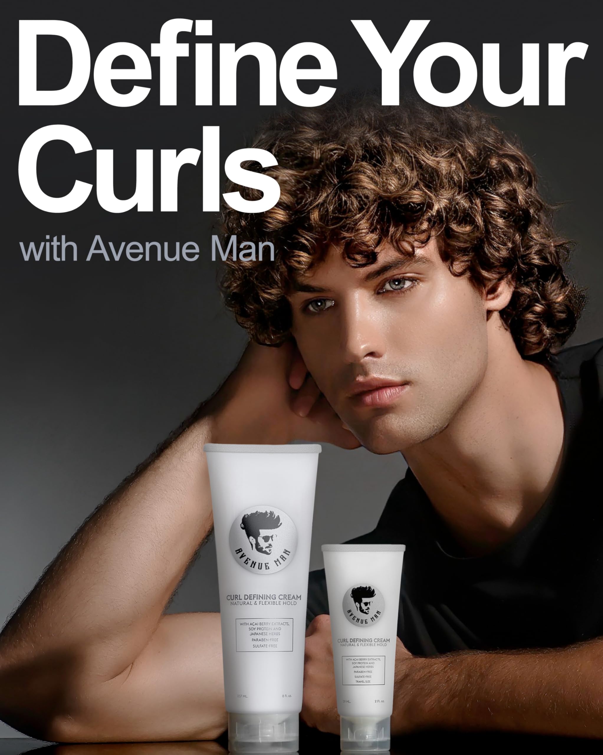 Crème Définissant Boucles Avenue Man extraits botaniques visibles dans la formule.
