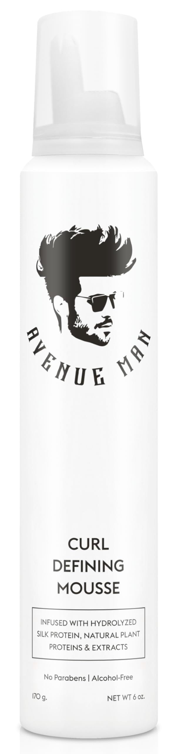 Avenue Man Mousse montrant des boucles definies dans une bouteille, effet naturel