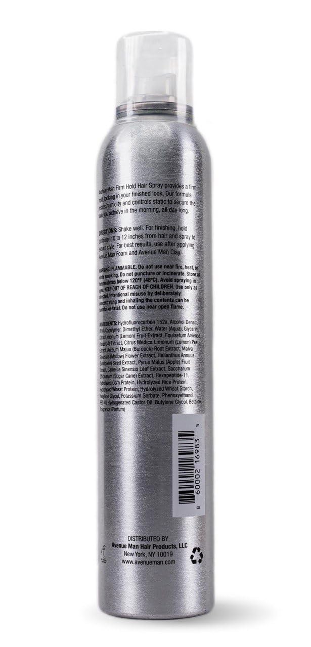 Avenue Man Texture Spray — formule sans parabènes et rinçage facile.