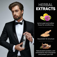 Avenue Man Texture Spray — main en action appliquant la brume pour une texture souple.