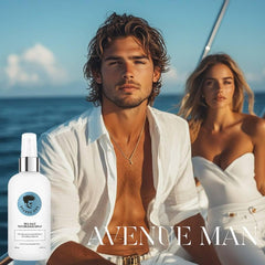Avenue Man spray texture cheveux sel marin pour une tenue durable.
