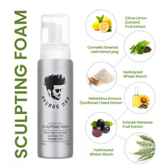 Avenue Man Unscented Sculpting Foam hair-styling scene showing root lift and definition