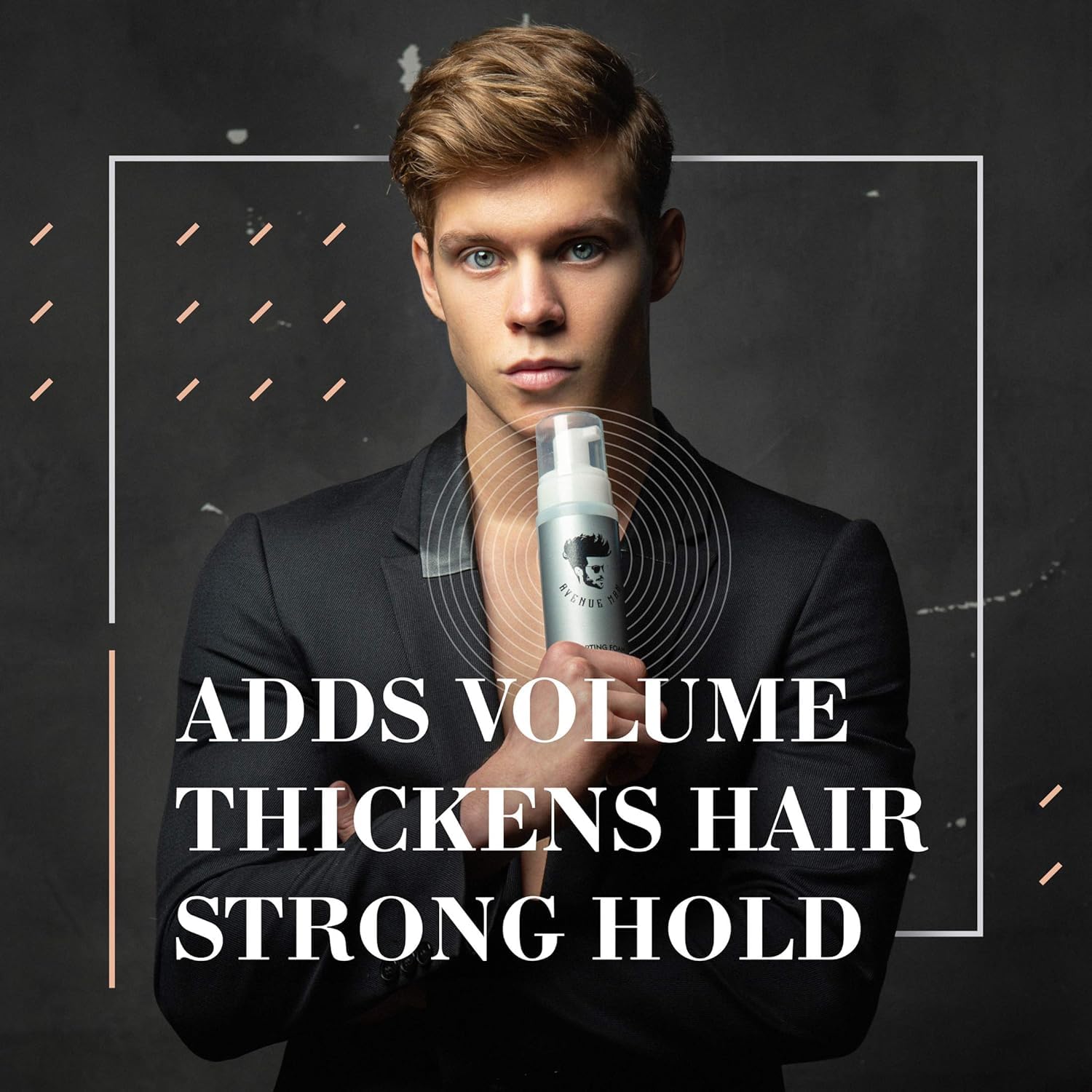 Avenue Man Unscented Sculpting Foam label close-up highlighting fragrance-free formula