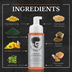 Avenue Man Volume Lift Mousse avec protéines de soie pour brillance et force.