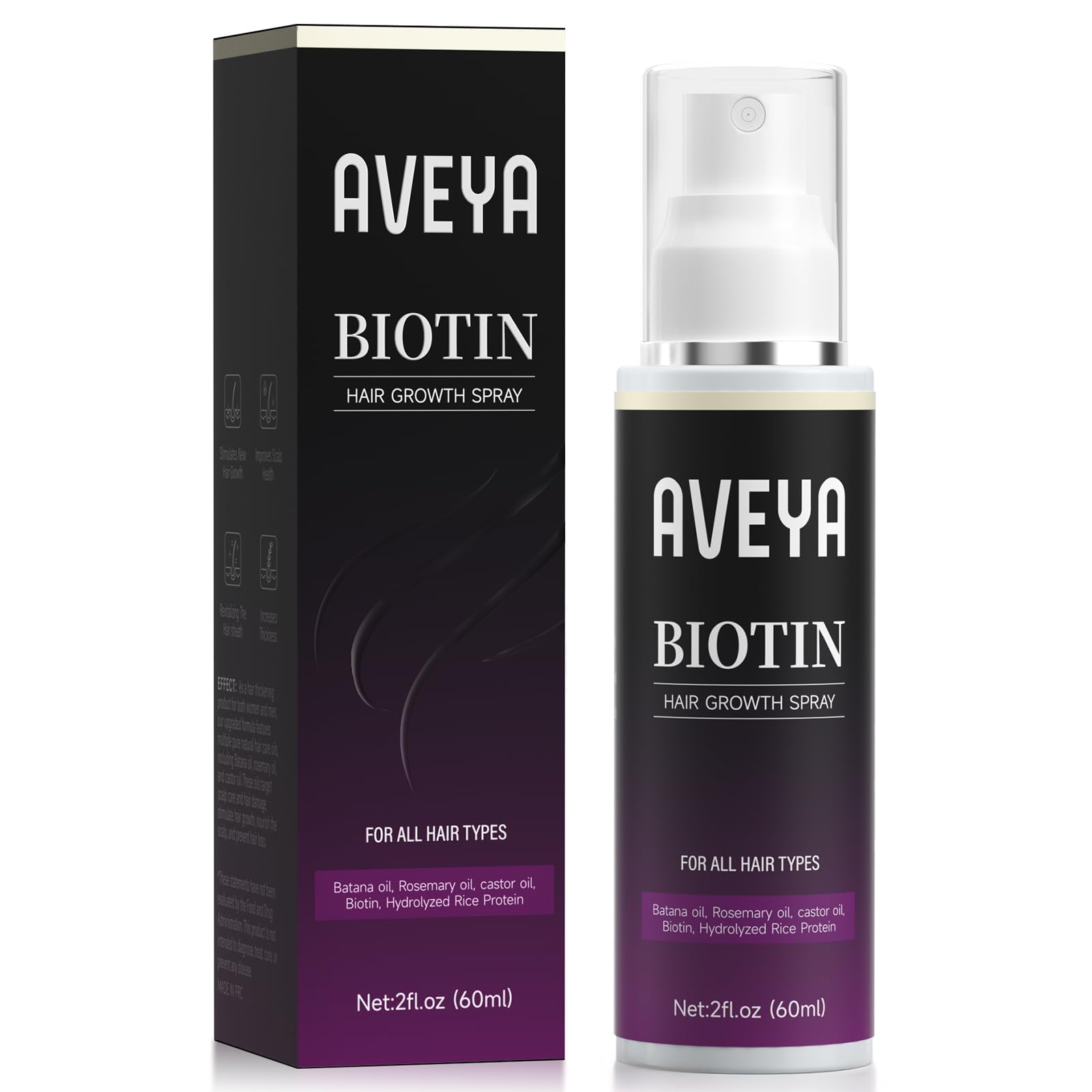 AVEYA Spray Croissance Cheveux – Bouteille prête à l’emploi pour usage quotidien.