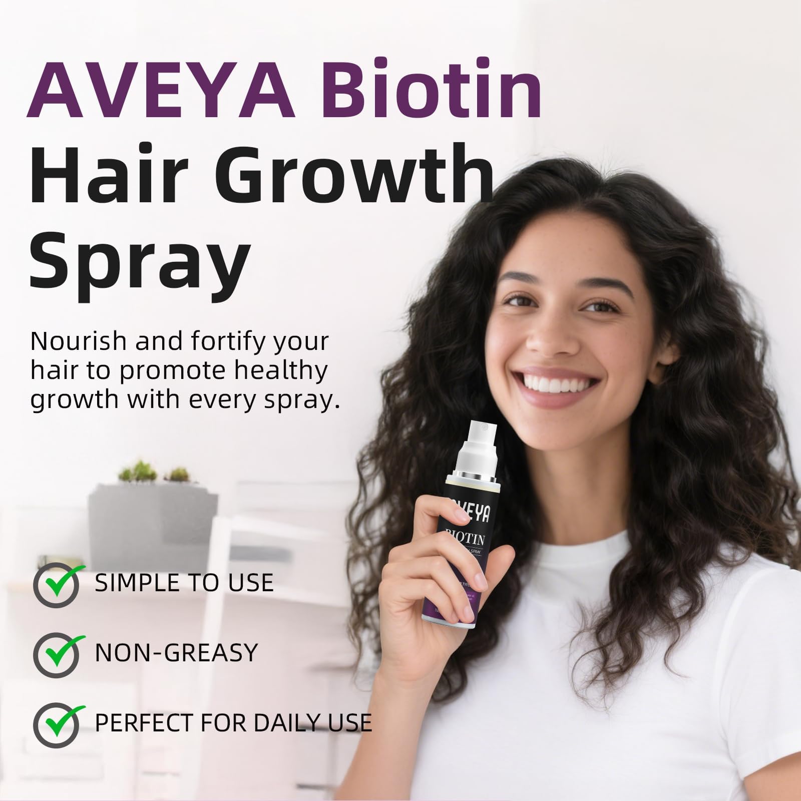 AVEYA Spray Croissance Cheveux – Convient aux cheveux colorés et traités.