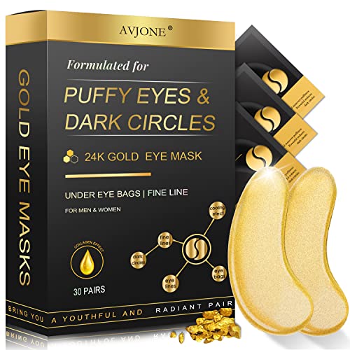Patch AVJONE 24K or en hydrogel pour hydratation ciblée du contour des yeux.
