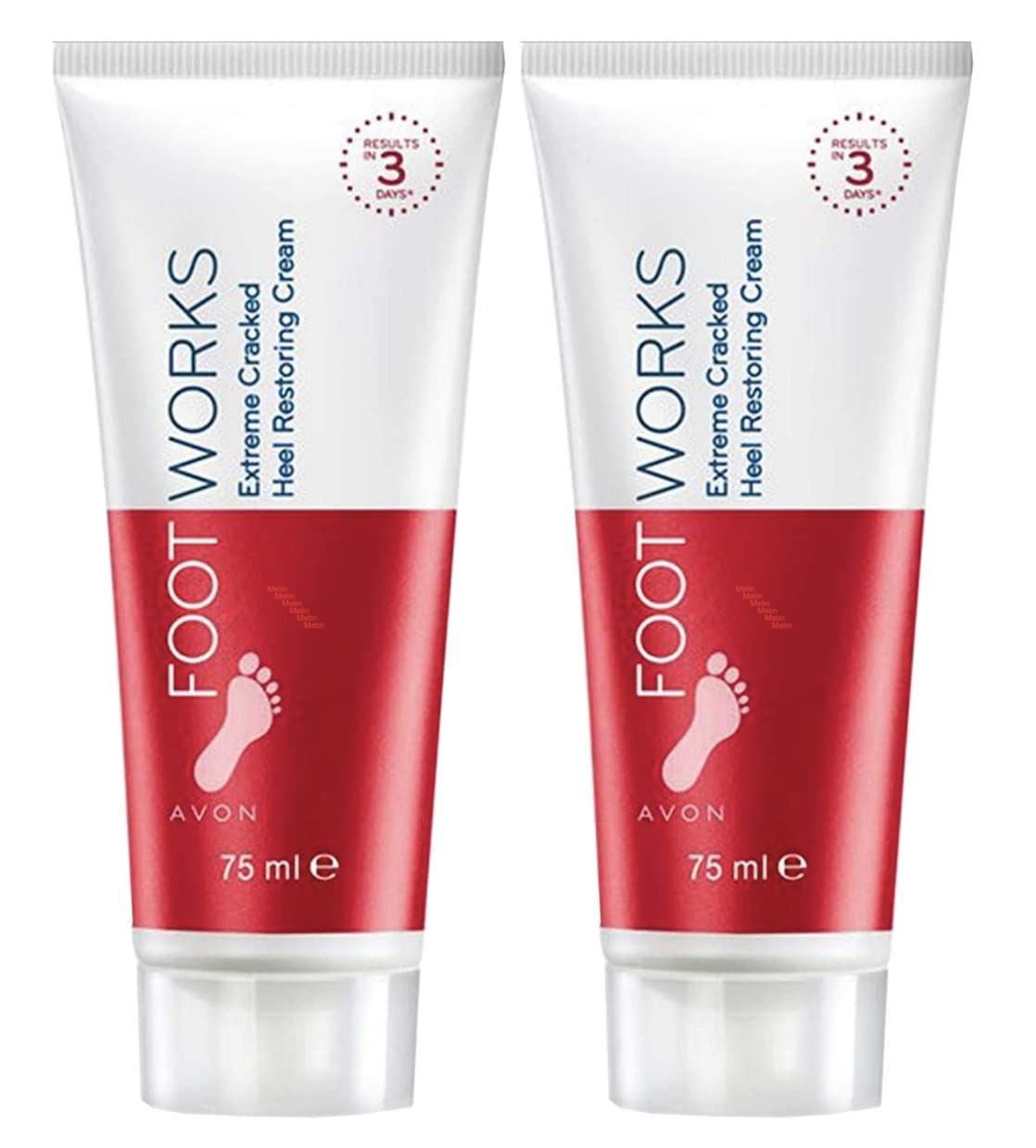 AVON Foot Works – lot de 2, emballage pratique pour les routines hydratantes.