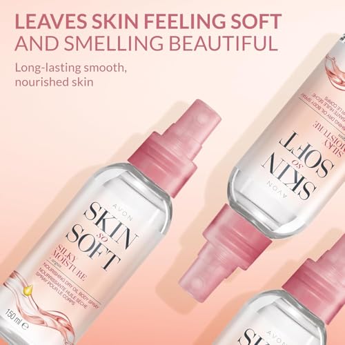 AVON SKIN SO SOFT brume fine et légère pour une application rapide.