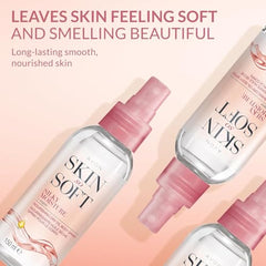 AVON SKIN SO SOFT brume fine et légère pour une application rapide.