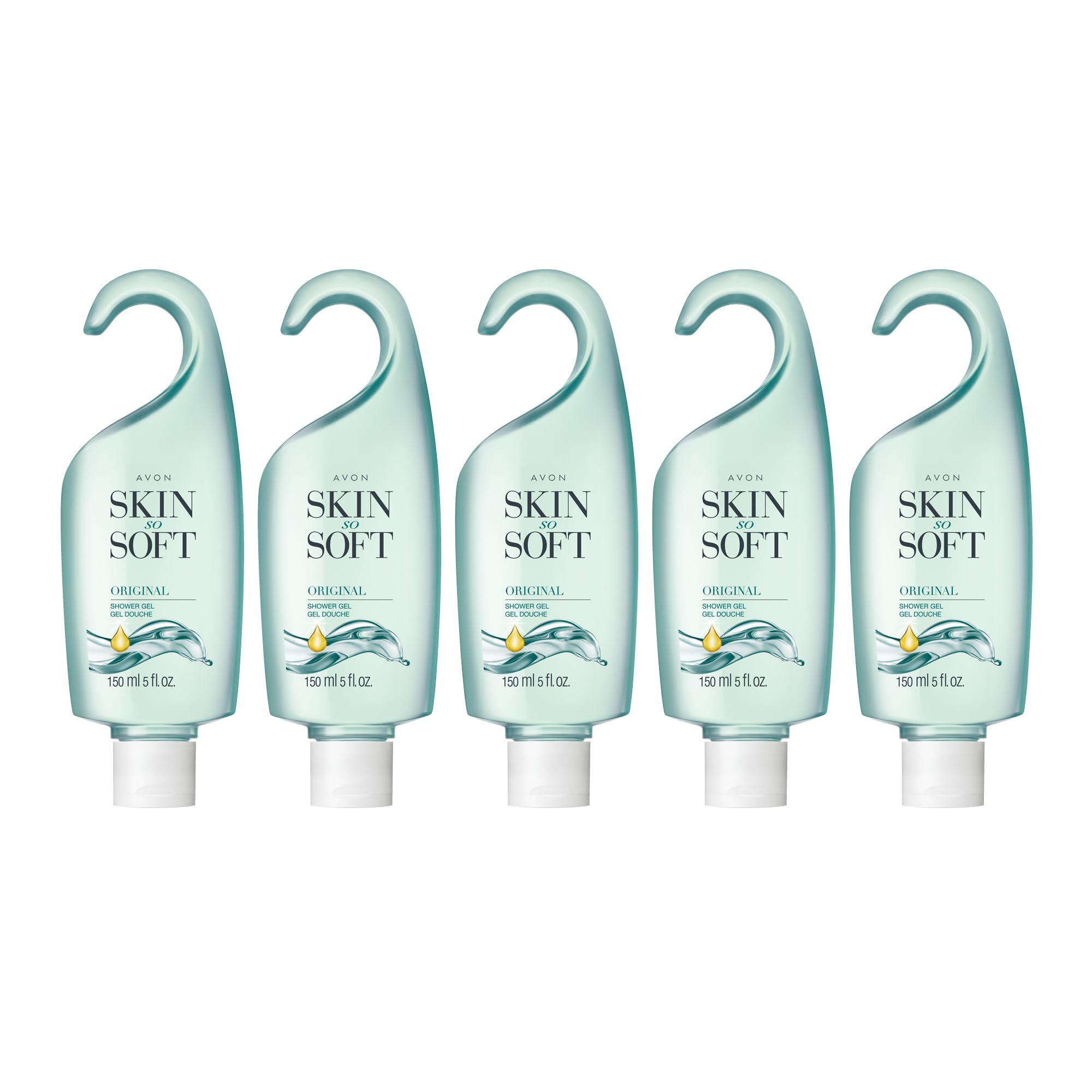 Bouteille Avon Skin So Soft Gel Douche au jojoba pour hydrater la peau.