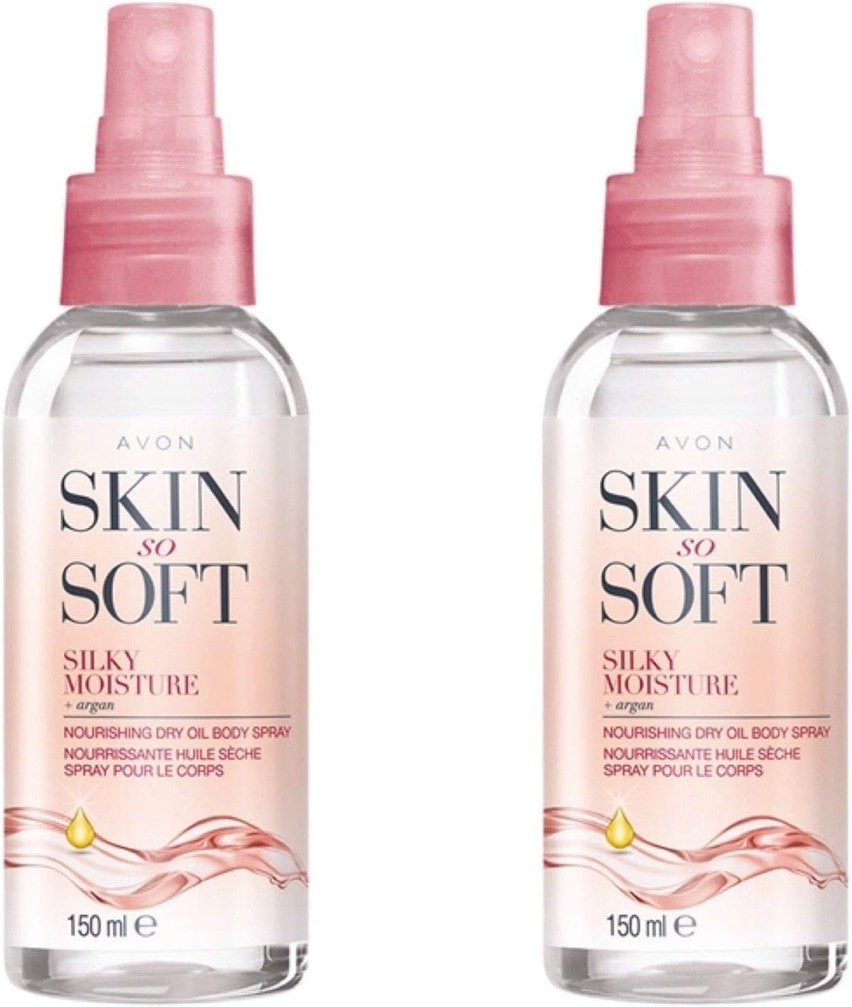 AVON SKIN SO SOFT huile sèche hydratante 150 ml, flacon qui nourrit sans laisser de film gras.