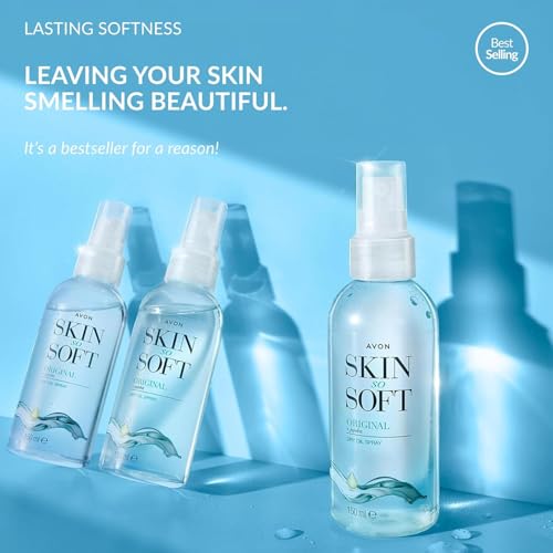 Bouteille spray Avon Skin So Soft Original Huile Sèche, absorption rapide.