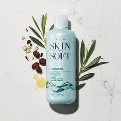 Avon Skin So Soft Original with jojoba oil for conditioning skin.
