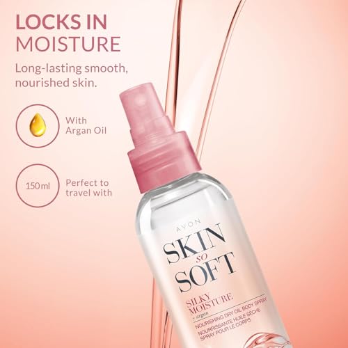 AVON SKIN SO SOFT peau douce et hydratée grâce à l'huile sèche nourrissante.