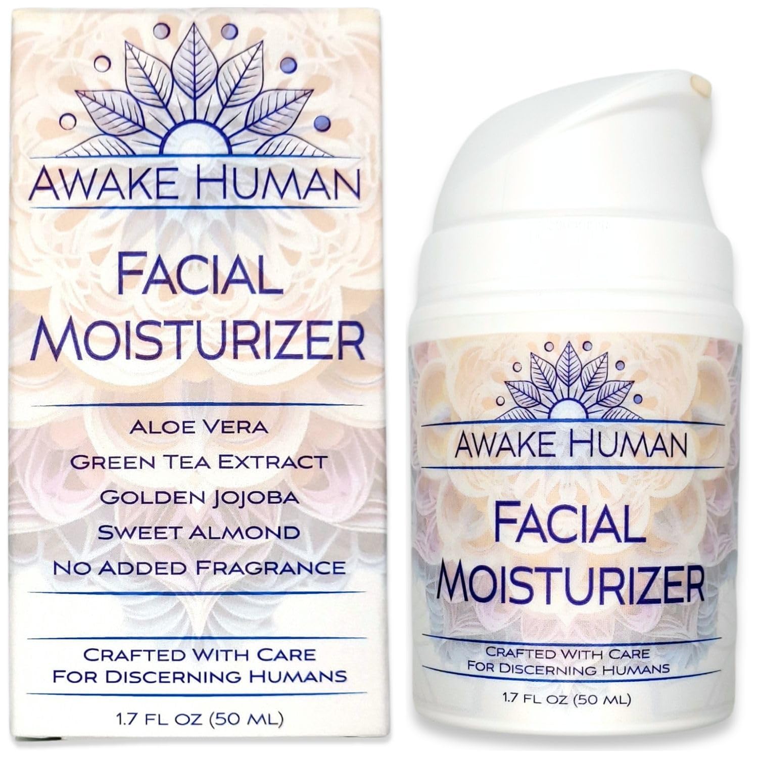 Awake Human crème visage naturelle à l'aloe vera, hydratation douce pour peau sèche.