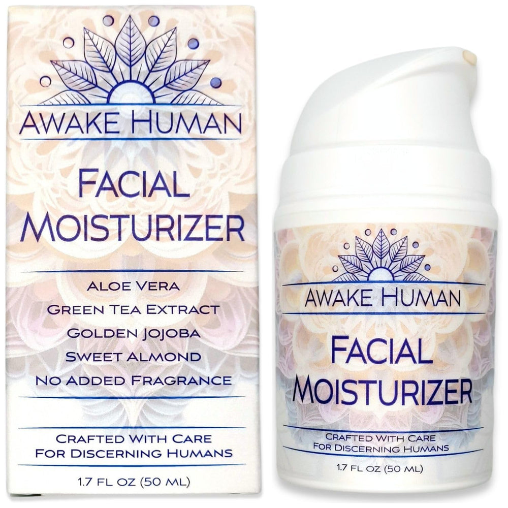 Awake Human crème visage naturelle à l'aloe vera, hydratation douce pour peau sèche.