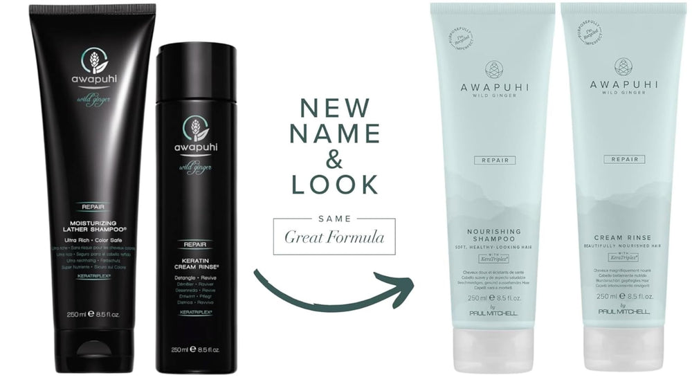 Rinçage Crème à la Kératine Awapuhi Wild Ginger : flacon, démêle et renforce les cheveux.