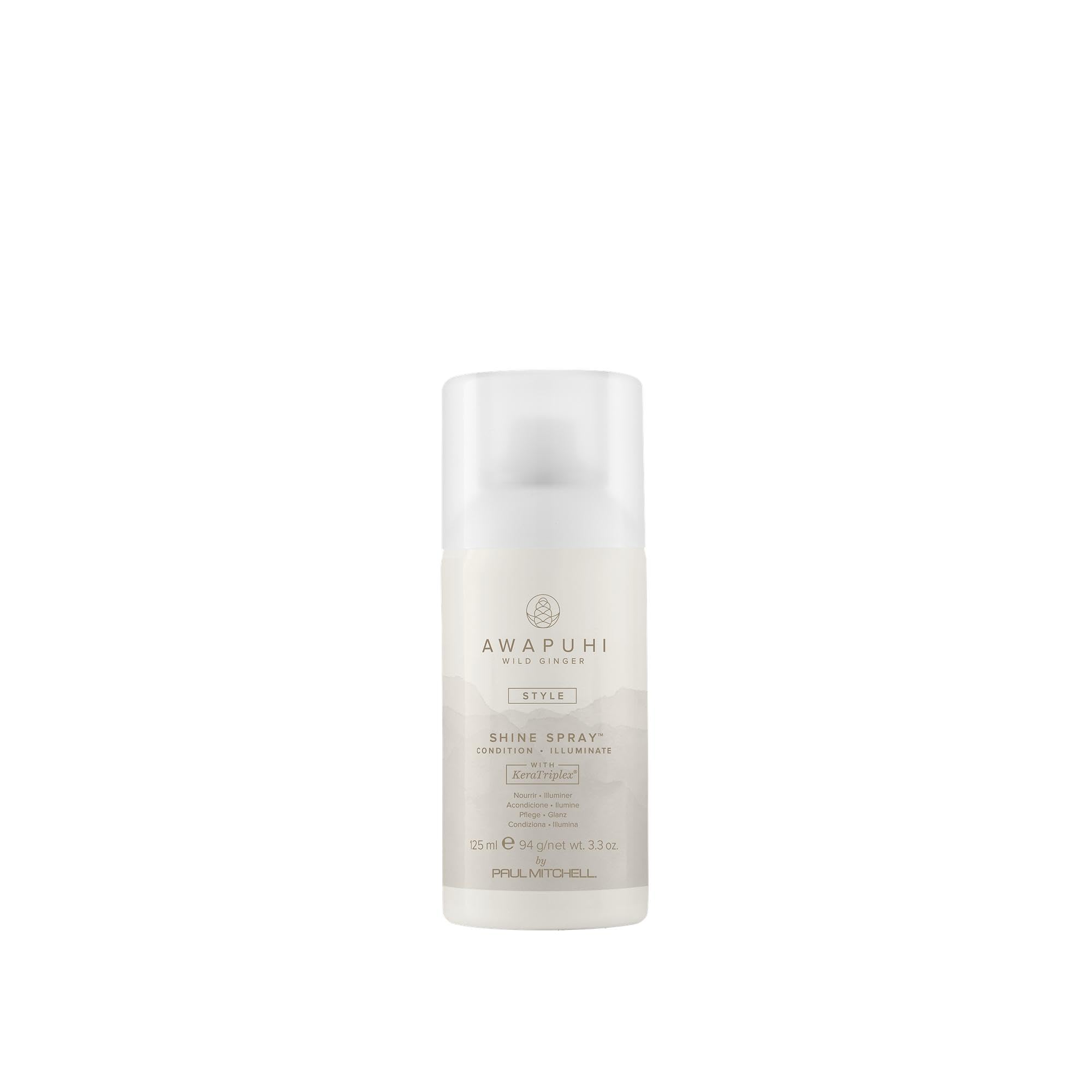 Awapuhi Wild Ginger Shine Spray montre une brillance légère pour un fini naturel.