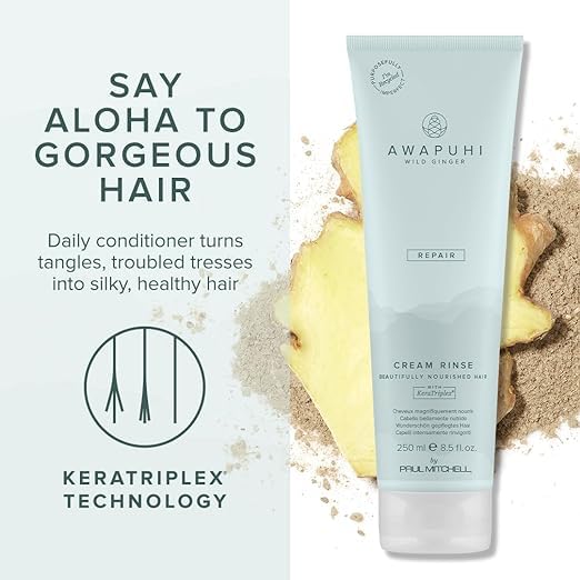 Texture douce et brillance naturelle des cheveux avec Awapuhi Wild Ginger Crème Rinage.