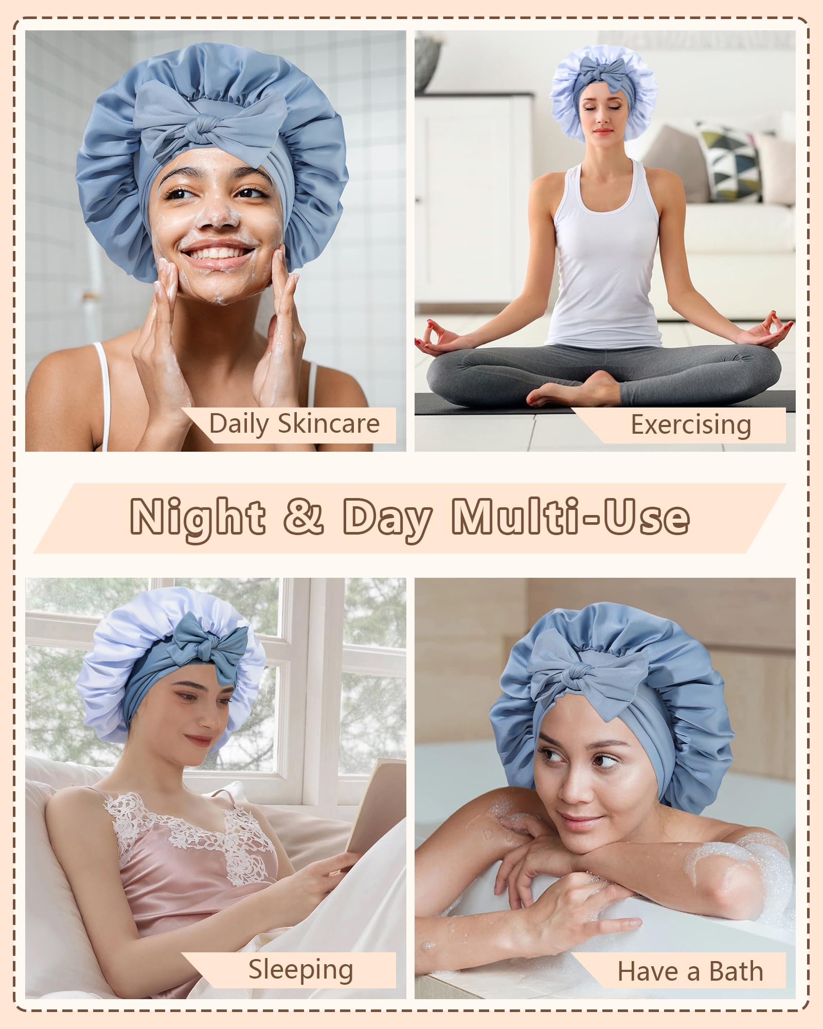AWAYTR bonnet satin compact pour voyage, facile à glisser dans le sac.
