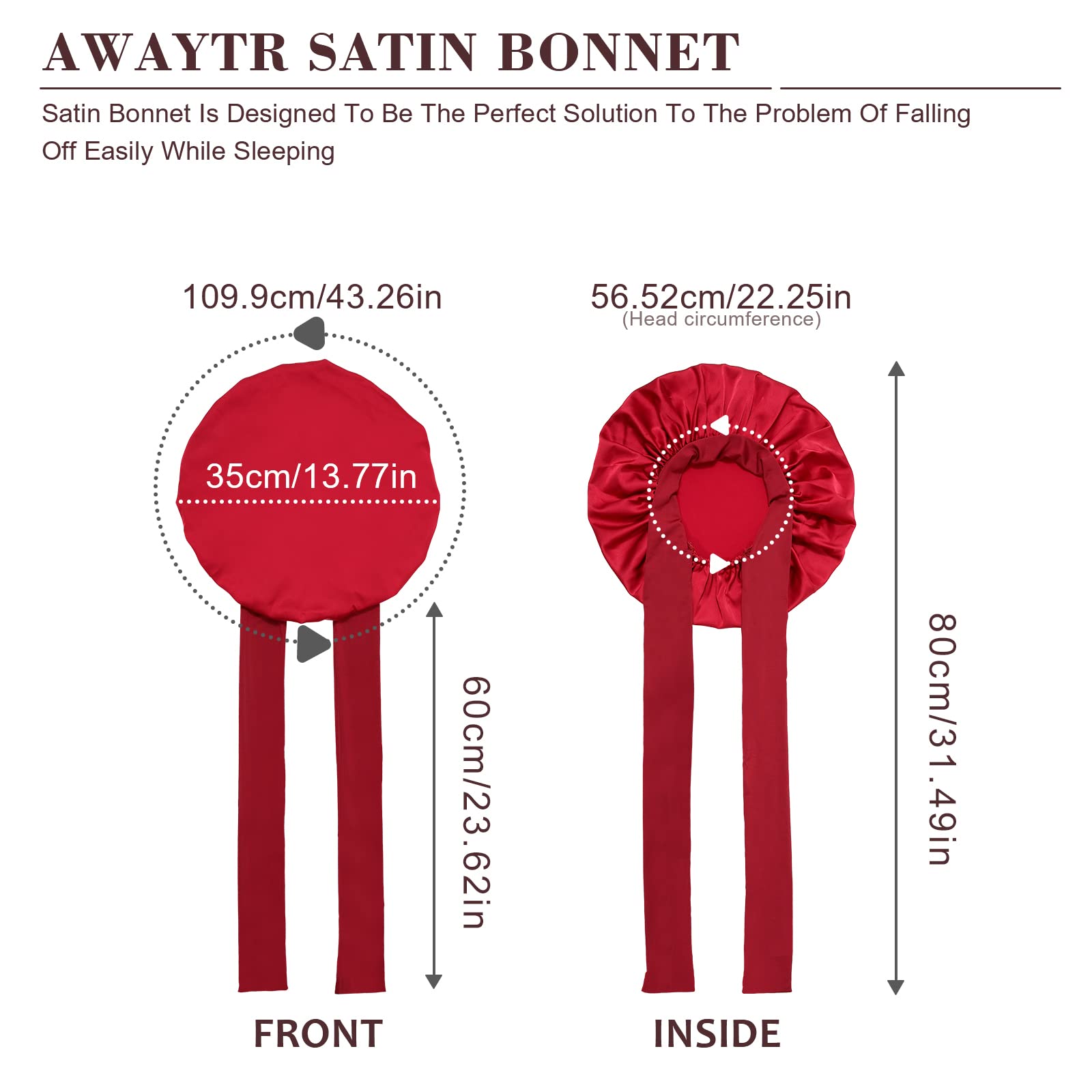 AWAYTR bonnet satiné à bande large – vue dos, léger et respirant pour la nuit.